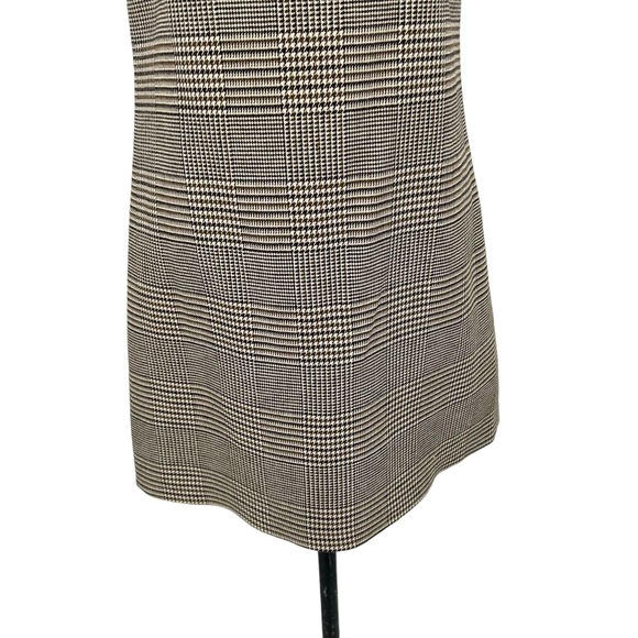 Alice + Olivia Coley Crew Neck Dress Afterglow Plaid Brown Tan Size 6 - Picture 4 of 10